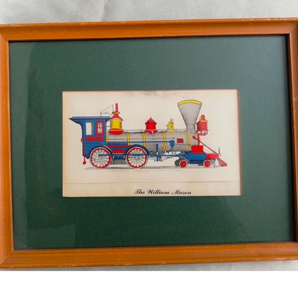Vintage Framed Art "The William Mason" &
"The Dauphin" Locomotives 8.5" x 11"